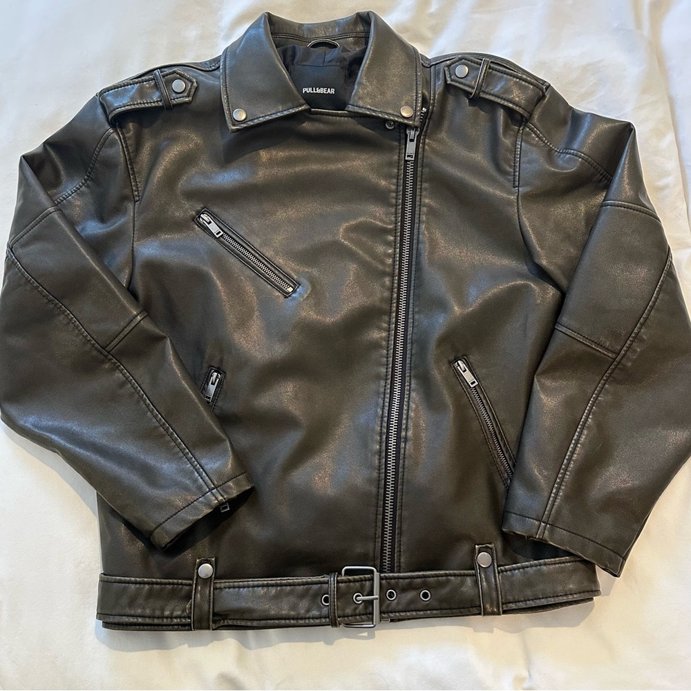 Pull and Bear faux leather moto jacket